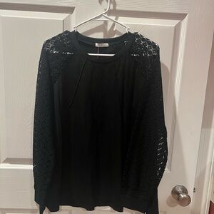 Elegant Black Lace Sleeve Top
